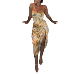 Voguable new spring clothes women's clothing European and American - printed dress fashionable and sexy high-waist slim voguable