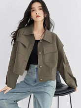 Streetwear Y2K Cargo Jacket Women Vintage Casual Long Sleeve Fall Short Coat Harajuku American Retro Pockets Bf Outwear Top voguable