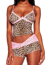 Voguable Sexy Y2K Leopard Two Piece Lace Short Sets for Women Summer Fashion Spaghetti Straps Cropped Tops and Mini Shorts Outfit voguable