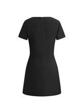 Voguable New Women's Short Sleeve Slim Short Dress with Bow Decoration Solid Color Mini Dress Casual Daily Dress voguable