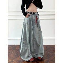 Loose Fit Jeans Men Baggy Wide Leg Denim Pants Patchwork Ripped Light Blue Wash Hip Hop Streetwear Fashion New 2025 autumn jeans voguable