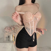 INSCUTEE Kawaii Cute Sexy Pink Corset Camis Women Y2k Vintage Pastel Goth Soft Grunge Lace Patchwork Bow Crop Tank Tops Female voguable