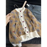 Voguable Vintage Floral Knitted Cardigan Women Lace Patchwork Sweater Outerwears Harajuku Korean Long Sleeve Knitwears Winter Jumpers New voguable