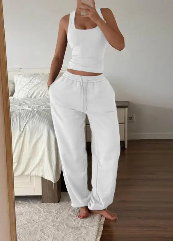 Voguable Spring/Summer New Women's Fashion Casual Sports Yoga Vest Casual Pants Set Women's Clothing voguable