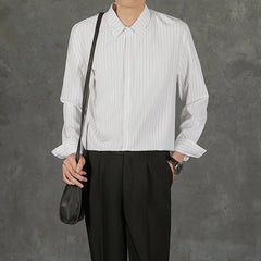 New Naples Business Men Shirts Light Luxury Textured Lapel Striped Long Sleeve Cardigan Leisure Premium Commuter Blouse S-4XL voguable