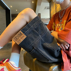 Voguable Stylish High Street Original Personality Denim Shorts Jeans Men's Summer Fashion Casual Denim Five-pointed Pants voguable