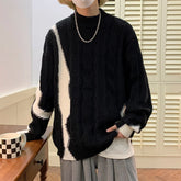 Voguable Winter Thicken Sweater Men Warm Fashion Retro Knitted Pullover Men Korean Loose Thick Long Sleeve Sweater Men Jumper Clothes voguable