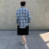 Autumn Long Sleeved Shirt Men Oversized Fashion Retro Plaid Shirt Men Streetwear Korean Loose Casual Shirts Mens Vintage Shirt voguable