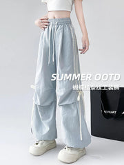 Dopamine Women Summer Pants Fashion Striped Bow Loose Multicolor Cargo Pants Casual Bf Ladies Trousers New voguable