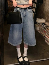 Voguable Couple Streetwear Vintage Wide Leg Shorts Women Retro Oversize Denim Shorts Summer Women's High Waist Loose Casual Short Jeans voguable