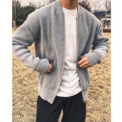 Autumn Winter Fashion Harajuku Solid Cardigan Men Thick Knitting Tops Loose Casual Outerwear Long Sleeve Coat All Match Sweaters voguable