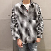 Spring Autumn New Fashion Turn-down Collar Long Sleeve Plaid Blouse Men's Clothing Simplicity Pocket Button All-match Y2K Shirts voguable