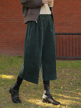 Women Retro Corduroy Calf Length Pants Loose Fall High Waist Vintage Wide Leg Trousers Casual Female Korean Pockets Elegant Pant voguable