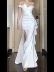 Voguable Summer Solid Color Strapless Elegant Sexy Evening Dress Women's Slim Fit Chiffon High Waist Luxury Sheath Formal Dresses voguable