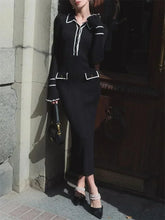 TARUXY Knitted Mini Dress Women Autumn Winter Ruffled Rib High Waist Elegant Dresses Womens Long Sleeve Banquet Dress For Woman voguable