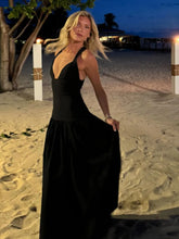 New Wrinkled V-neck Sleeveless Suspender Black Dresses Casual Backless Slim Fit Women's Long Dress Summer Street Beach Vestidos