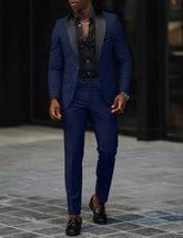 Voguable Men's New Fashion Business Casual Two-piece, Comfortable and Breathable Slim-fit Side Slit Single-button Suit Jacket+trousers voguable