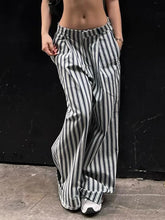 Voguable Striped Low Waist Wide Leg Pants Women Old Money Style Streetwear Fashion Baggy Trousers Office Elegant Suit Pants 2024 voguable