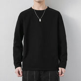 Spring Autumn KPOP Fashion Style Harajuku Slim Fit Tops Loose Casual All Match Sweatshirt Solid O Neck Thin Long Sleeve Tshirts voguable