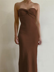 Strapless Knit Maxi Dresses For Women Summer Beach Party Bodycon Dress Off-Shoulder Twist Knitting Evening Backless Dress voguable