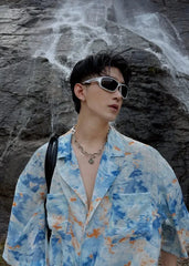 Printed Shirts Men Summer Cool Vitality Fashion Handsome Daily Streetwear Chinese Style Leisure Advanced Workout Lapel Ins voguable