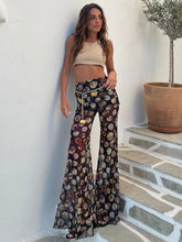 Mesh Leopard Print Trousers Woman Fashion High Waist Print Wide Leg Pants Female Elegant Printed Long Pants Bottoms voguable