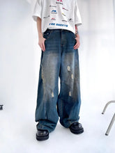 Voguable Hip Hop Ripped Jeans Men High Street Male Distressed Denim Wide Leg Pants Casual Trousers Vintage Streetwear Loose voguable