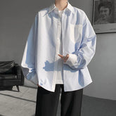 Voguable Unisex Oversized Striped Color-Block Shirt M-XXXXXL Trendy Loose Fit Casual Top for Men & Women Versatile Streetwear Style voguable