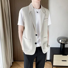 Voguable Suit Vest Men Slim Fit Fashion Social Men Dress Vest Korean Business Casual Solid Color Vest Men Office Formal Vest S-3XL voguable