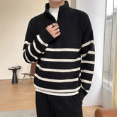 Autumn KPOP Fashion Style Harajuku Slim Fit Tops Loose All Match Casual Outerwear Insert Half High Collar Long Sleeve Sweaters voguable
