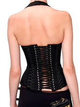 Voguable Black Gothic Sexy Drawstring Bandage Halter Tanks Tops Women Summer Fashion Deep V-Neck Zip-Up Backless Cropped Top Female voguable