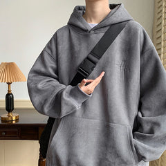 Voguable Men Hoodies Streetwear Vintage Embroidered Suede Hooded Sweatshirt High Quality Hoodie Luxury Brand Unisex Pullover Y2k Clothing voguable
