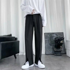 Spring/Summer Black Suit Pants Men Fashion Society Mens Dress Pants Korean Loose Straight Pants Mens Office Formal Trousers voguable