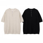 Voguable Summer Solid Color Henley Neck Short Sleeve T-Shirt Men's Breathable Cotton Crew Neck Casual Tee Regular Fit Clothing XXL voguable