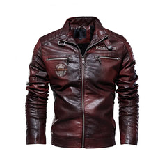 Leather Jacket Men Winter Fleece Motorcycle Faux Leather Jacket Removable Fur Collar Windbreaker Ropa De Hombre Slim Coat voguable