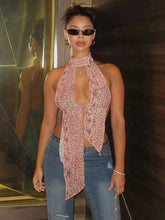 Elegant Leopard Print Backless Camisole Women Y2K Sexy Shirring Ruched Halter Sleeveless Party Summer Trend Slim Vest voguable