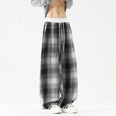 Autumn Thick Pants Men Warm Fashion Retro Plaid Pants Men Japanese Streetwear Loose Wide Leg Pants Men Vintage Trousers M-3XL voguable
