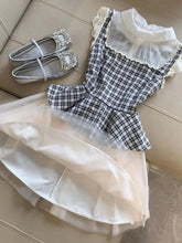 Mesh Patchwork Plaid Dress Women Slim Sweet Fashion Flying Sleeve Mini Dress Chic Lace Ruffles Elegant Korean Lady Vestidos voguable