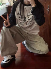 Voguable Japan Kawaii T Shirt Women Cute Anime Long Sleeve Oversize Tops Casual Preppy Style O Neck All Match Female Vintage Tees voguable