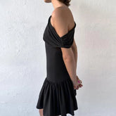 Voguable Faionable ort Dr Women's Spring Asymmetric Neline Pleated Skirt Casual Slim Fit Svel Gown voguable