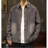 Spring Autumn Fashion Turn-down Collar Long Sleeve Patchwork Cowboy Jackets Men's Clothing American Style Button Youth Chic Tops voguable