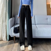Voguable Corduroy Slim Wide-sleeved Pants Women's New Casual Pants Spring Autumn Thin High Waist Drape Straight Waist Trousers voguable