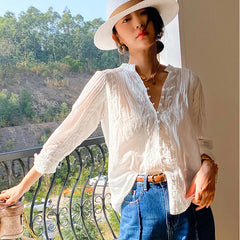 Elegant Chic Blouse Shirt White Lace Patchwork Spring Women Blouse Long Sleeve Hollow Out Boho Sexy Ladies Top Shirt voguable