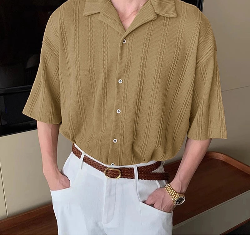 Summer Men Shirt Striped Lapel Short Sleeve Men Clothing Streetwear 2025 Korean Style Loose Fashion Casual Male Shirts INCERUN voguable