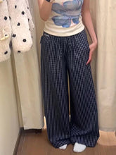 Voguable Plaid Drawstring Pants Women Y2K American Vintage Loose Straight Trousers Summer Casual Fashion Elegant Korean Wide Leg Pants voguable