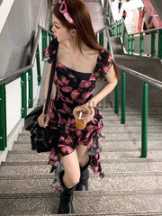 Voguable Summer Sexy Y2k Vintage Mini Dress Women Irregular Korean Fashion Casual One Piece Dress Female Tierred Elegant Chic Clothes New voguable