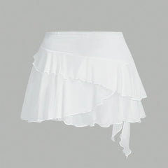 Skirts Fashion Korean Plain Lace-Up Mini High Waist A-Line Dating Skirts for Women voguable