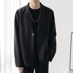 Male Elegant Casual Blazer Jacket Spring Autumn Versatile Loose Black Casual Jacket American 2025 New High Street Men's Suit voguable