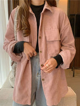 Voguable Casual Women Corduroy Shirts Fashion Pockets Long Sleeve Spring Ladies Tops Solid Korean Loose Button Up Shirts voguable