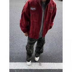 American Retro Trend College Style Patch Embroidered Lapel Jacket Men Women Fashion Loose Casual Versatile Jacket Trendy Tops voguable